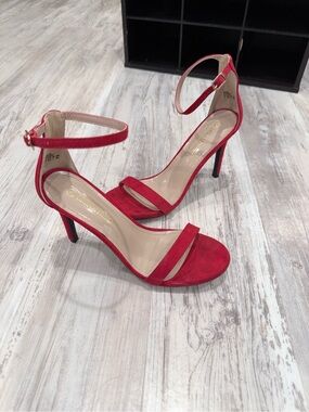 Dream Pairs Red Ankle-Strap Stiletto Heels